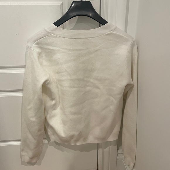 T tahari faux pearl button sweater cardigan in white size small - Picture 7 of 10